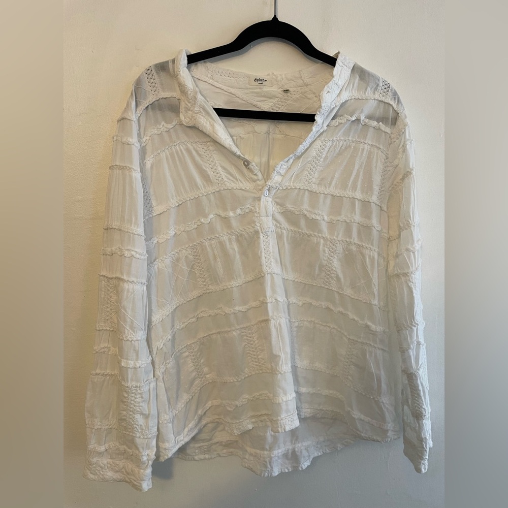 Dylan White Textured Women's Blouse